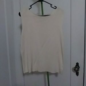 Cream Silk Sleeveless Blouse